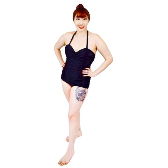 Tatyana 1-Piece Swimsuit Ruched Rosie in Black - Picture 2 of 5